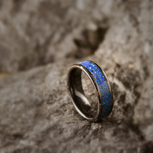 Black Ceramic With Blue Opal – Creative Ringz